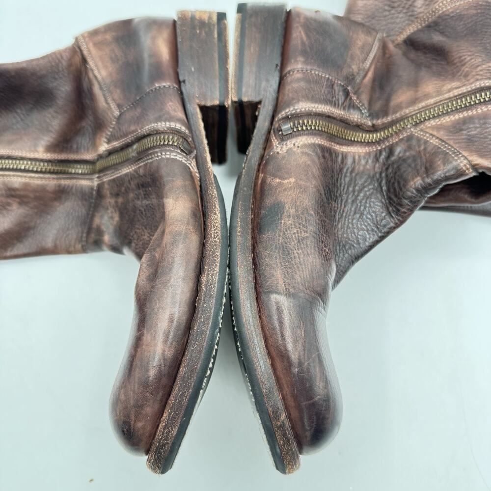 Bed Stu Boots 9.5 Leather Manchester Knee Hi Lace up Brown Black Distressed - Picture 9 of 15